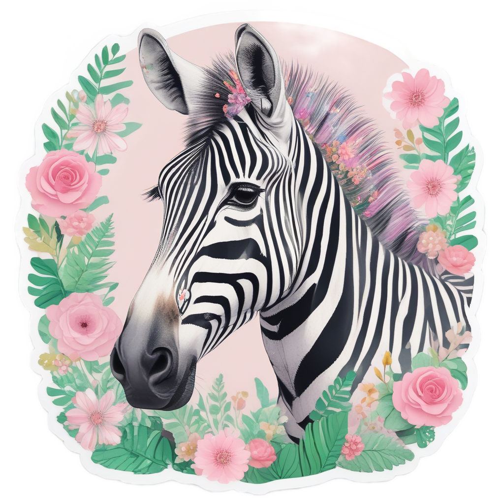 Blooming Zebra Meadow — safari nursery stickers