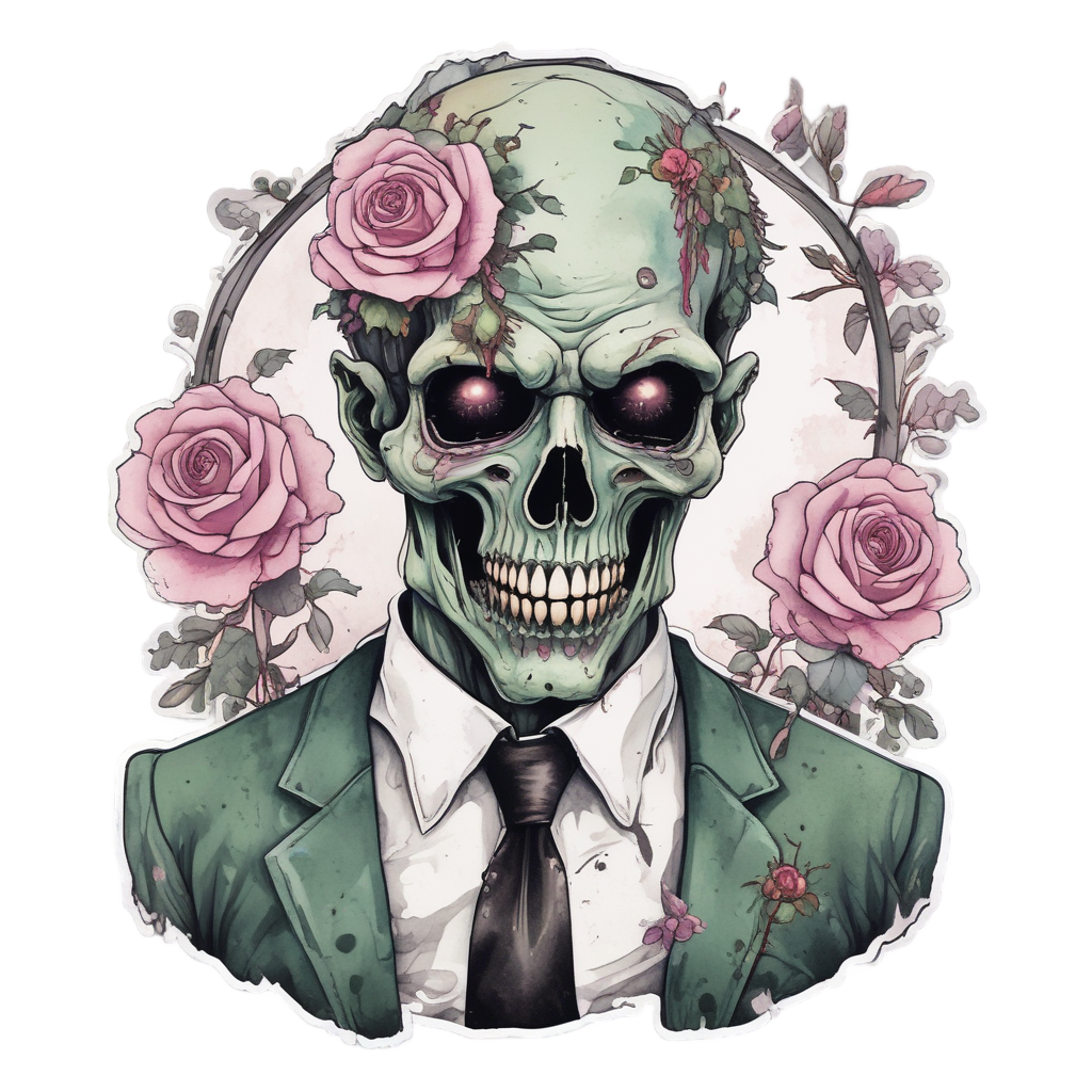 Blooming Zombie Brain — creepy-cute stickers