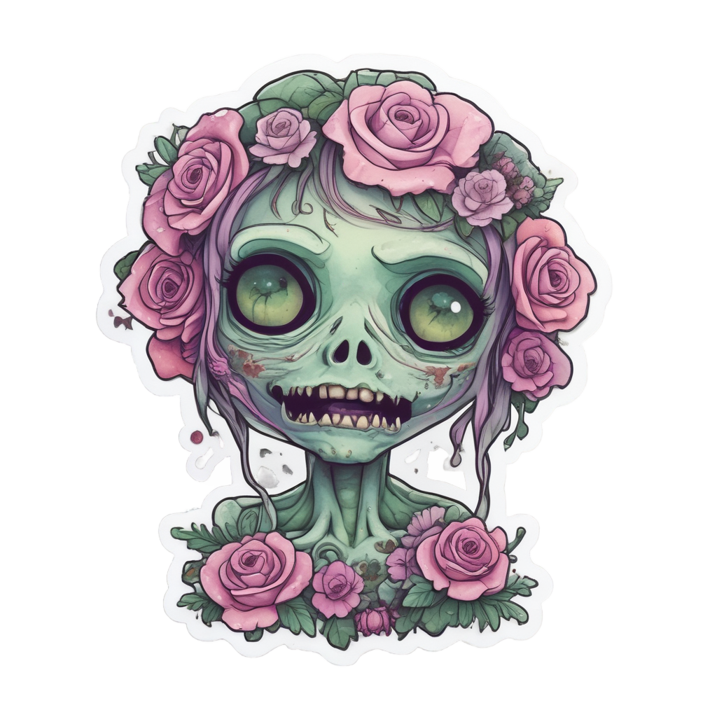 Blooming Zombie Heart — creepy-cute stickers
