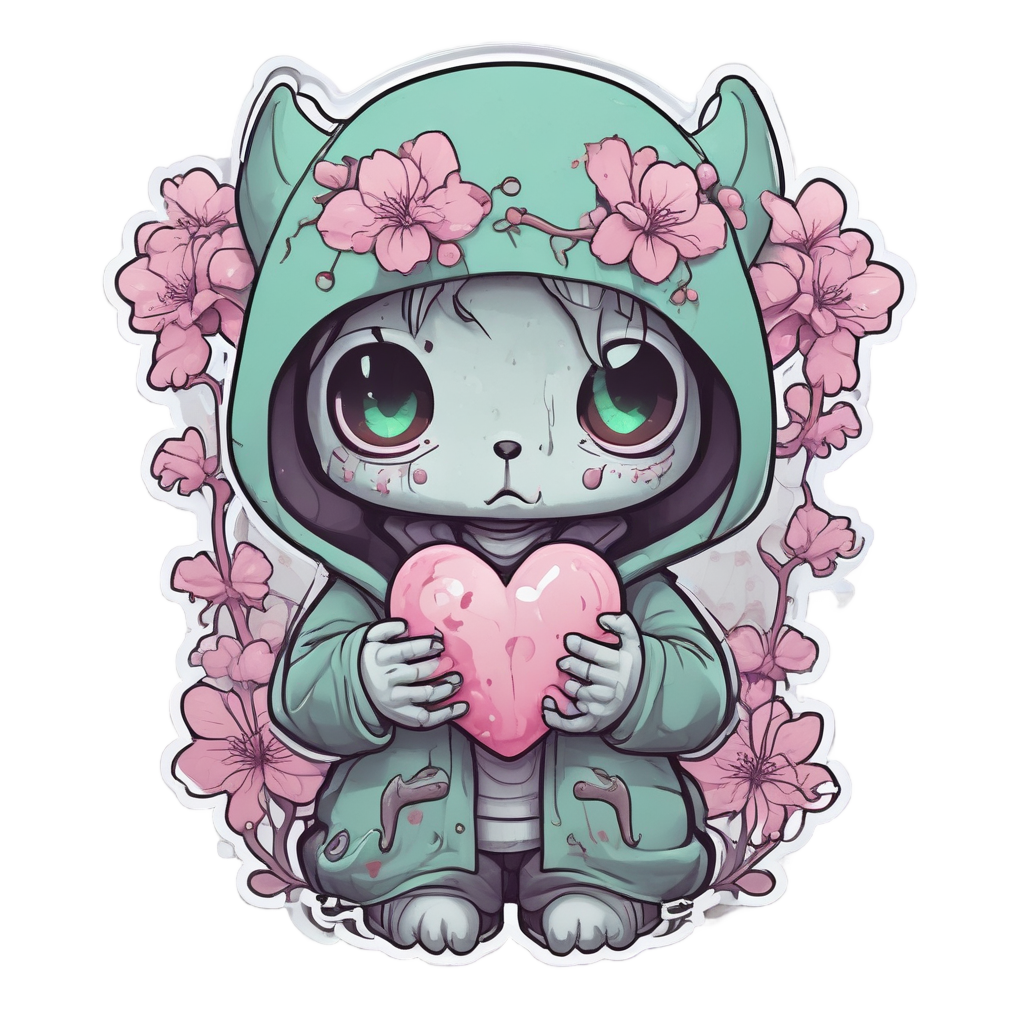 Blooming Zombie Heartthrob — creepy-cute stickers