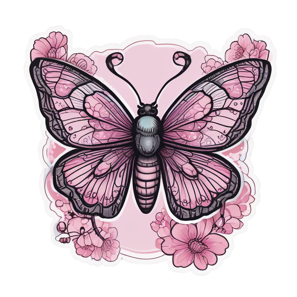 Blossom Butterfly Moth — blackwork flash stickers