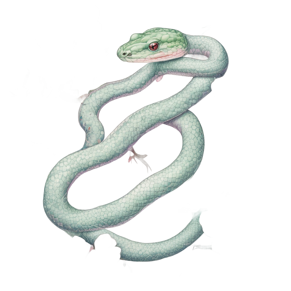 Blossom Coiled Serpent — fine-line flash stickers