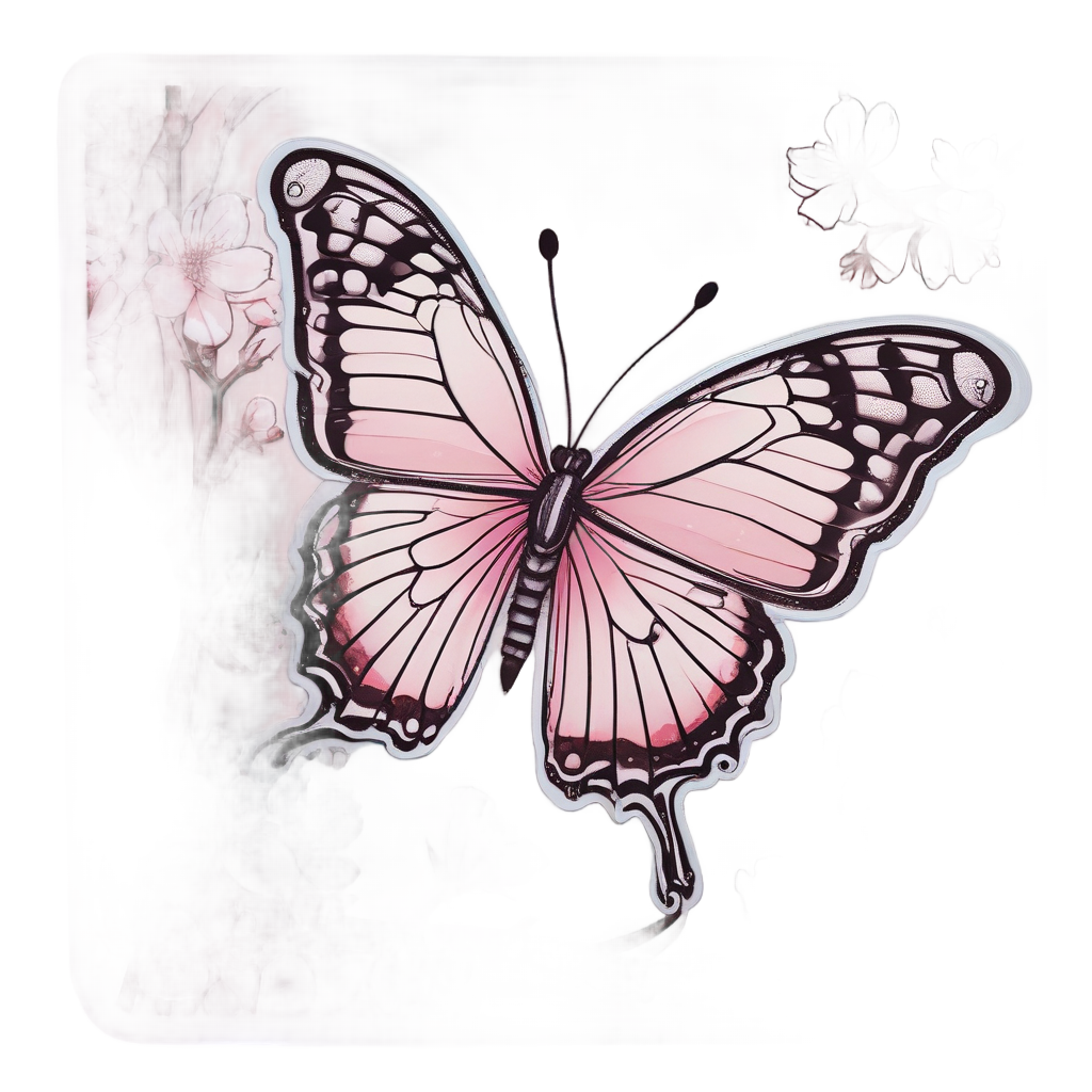 Blossom Garden Butterfly — fine-line flash stickers