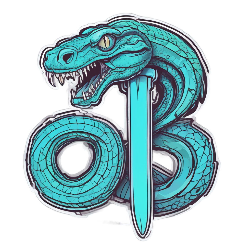 Blue Anaconda Dagger Squeeze — snake, dagger & rose stickers