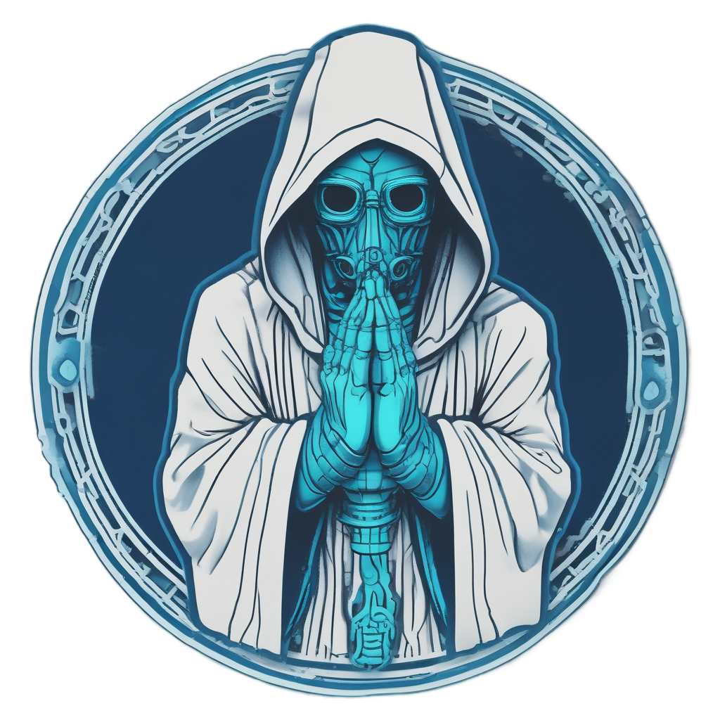 Blue Neon Monk Hood — gas mask stickers