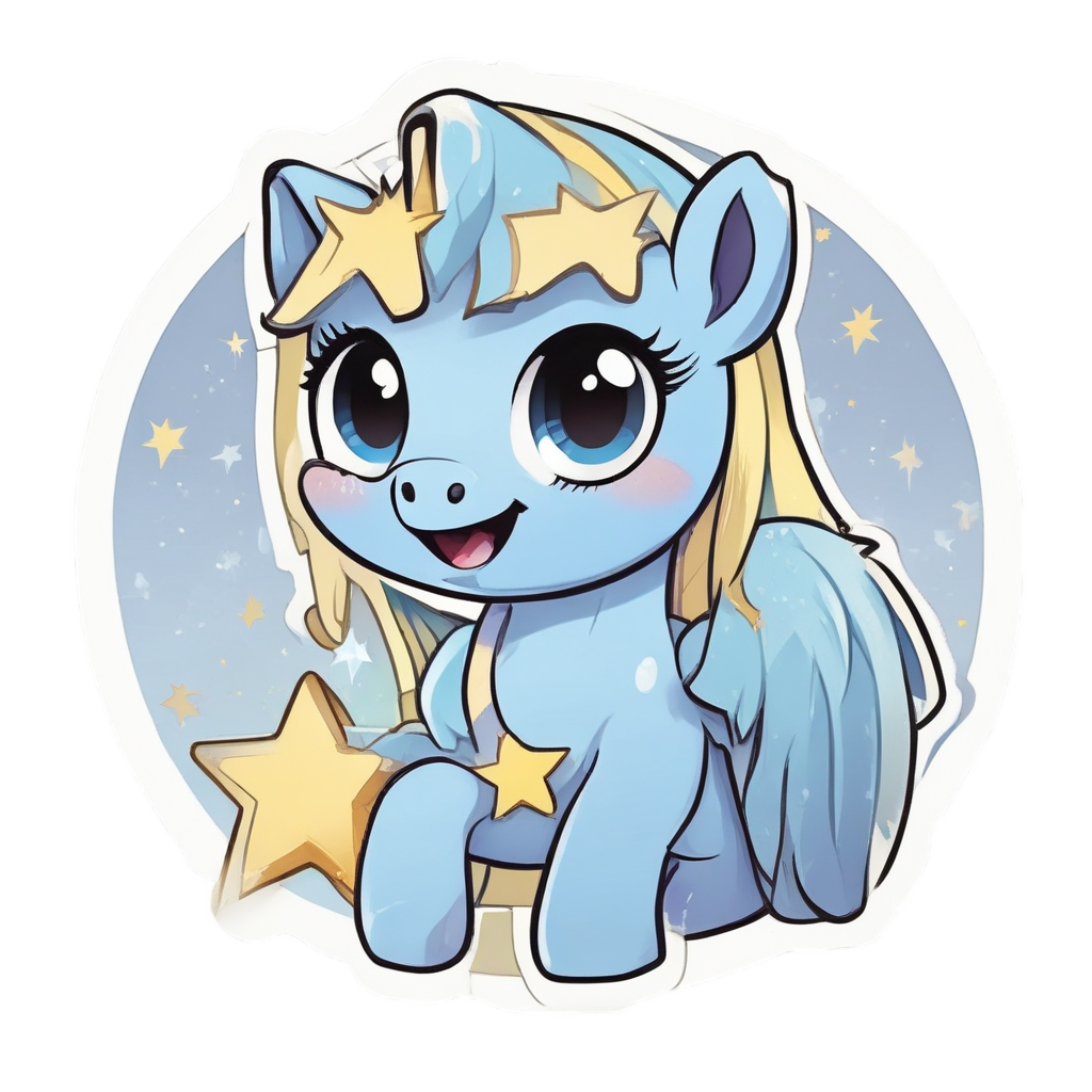 Blue Pony with Star — farm nursery stickers