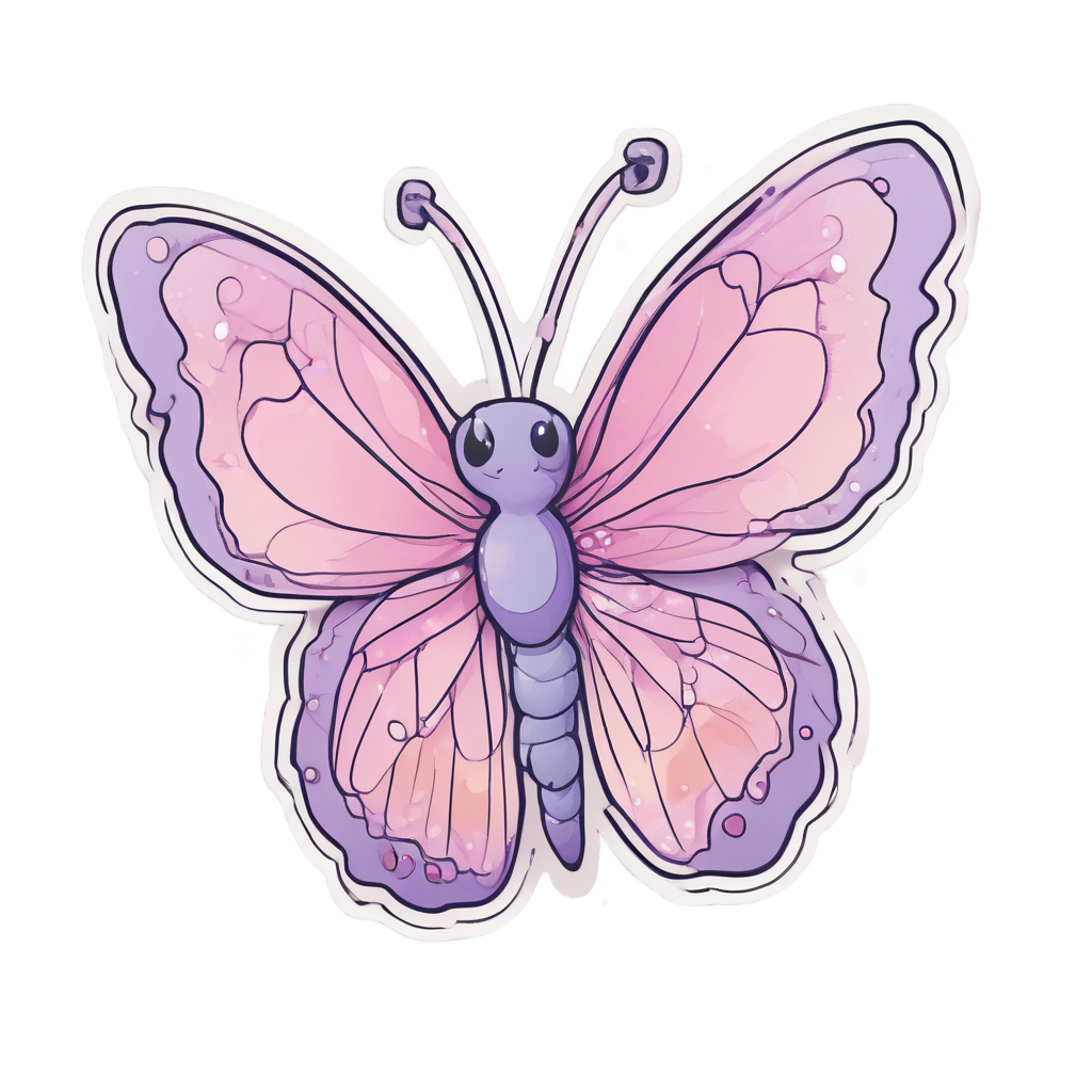 Blushing Butterfly Blossom — fine-line flash stickers