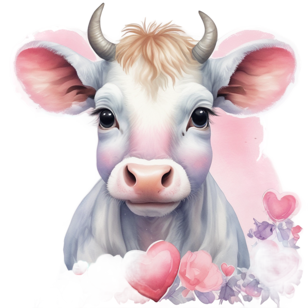 Blushing Calf with Heart — farm nursery stickers