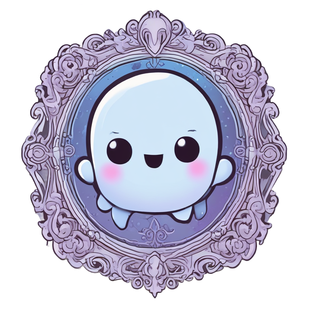 Blushing Ghost Holding Mirror — victorian gothic stickers