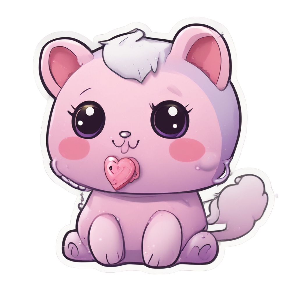 Kawaii blushing heart holding a tiny love letter with sparkly eyes