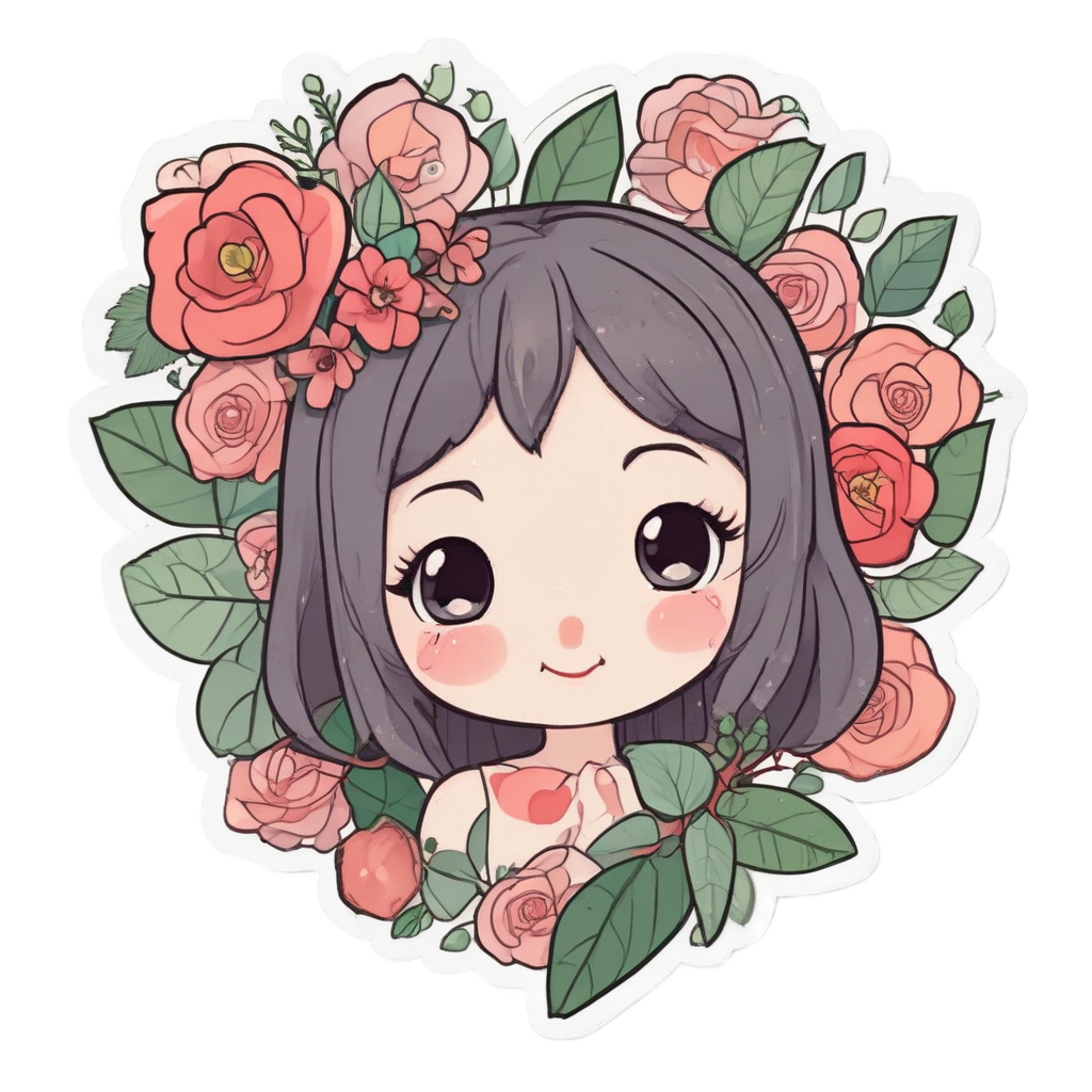 Blushing Love Sprig — gothic botanical stickers
