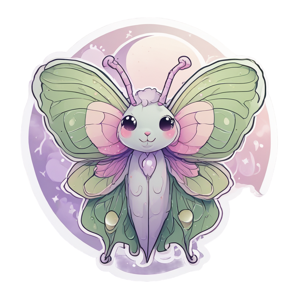 Blushing Moth Hug — moths & ravens stickers