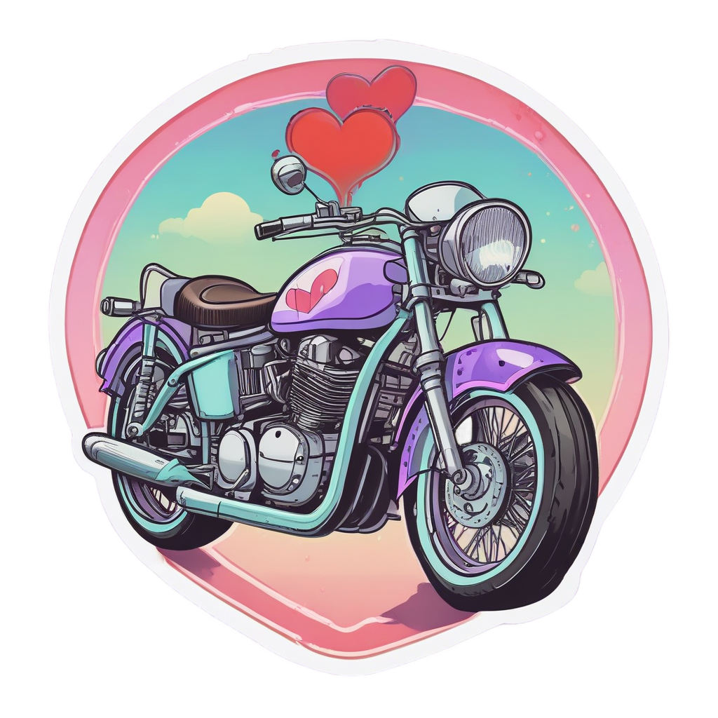 Blushing Motorcycle with Heart — motorcycles stickers