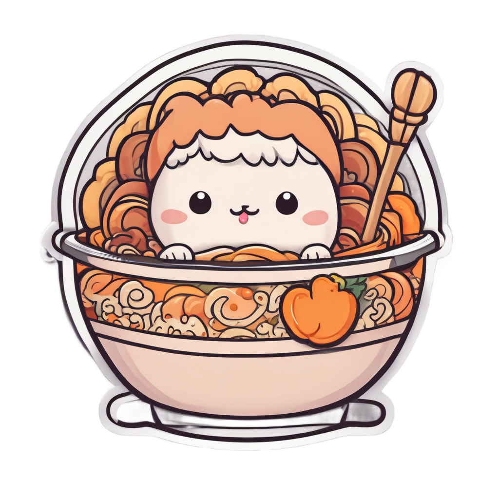 Blushing Ramen Heart — cute food stickers