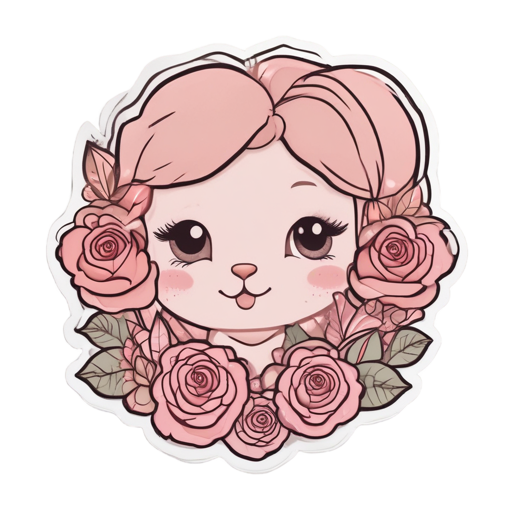 Blushing Rose Buddy — fine-line flash stickers