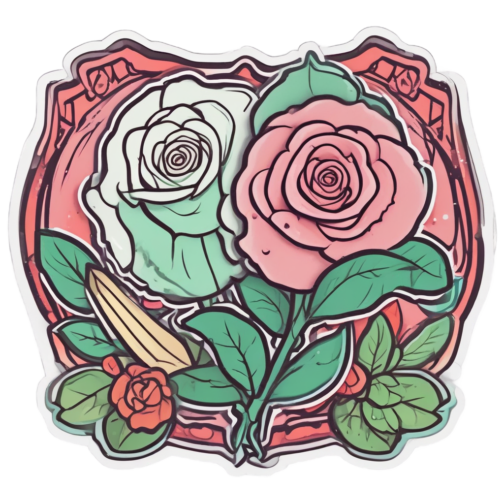 Blushing Rose Dagger Duo — snake, dagger & rose stickers