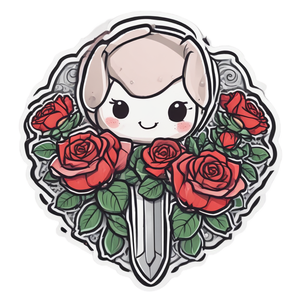 Blushing Rose Dagger — snake, dagger & rose stickers
