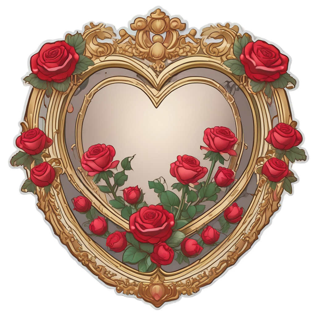 Blushing Rose Mirror Heart — victorian gothic stickers