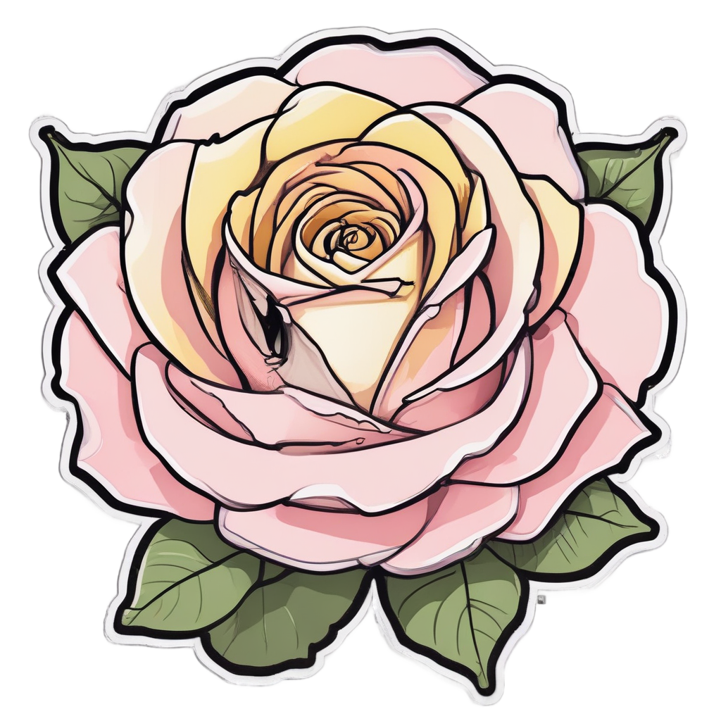 Blushing Rose Wink — fine-line flash stickers