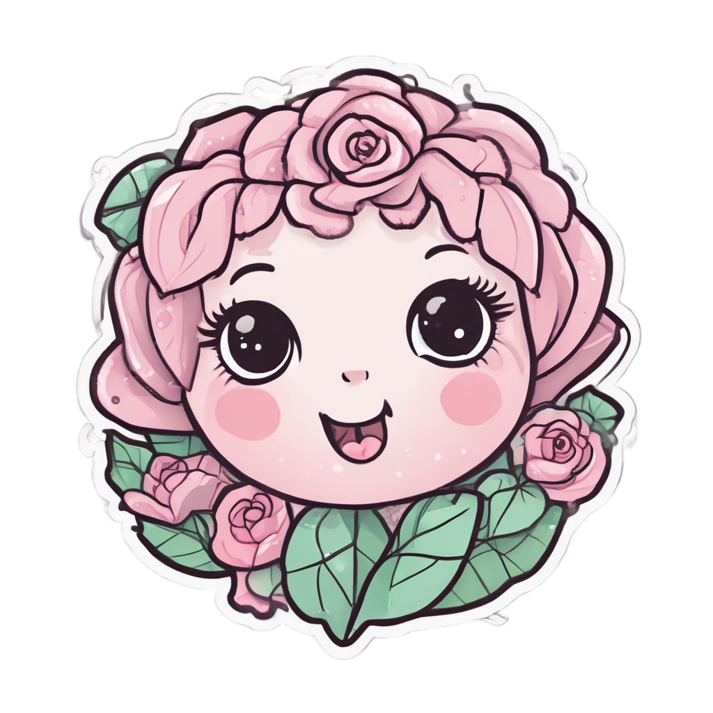 Blushing Rosebud Wink — fine-line flash stickers
