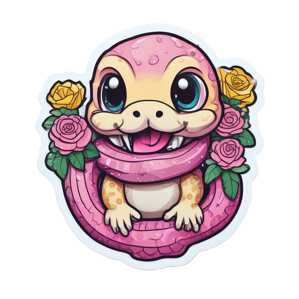 Blushing Snake Rose Bouquet — snake, dagger & rose stickers