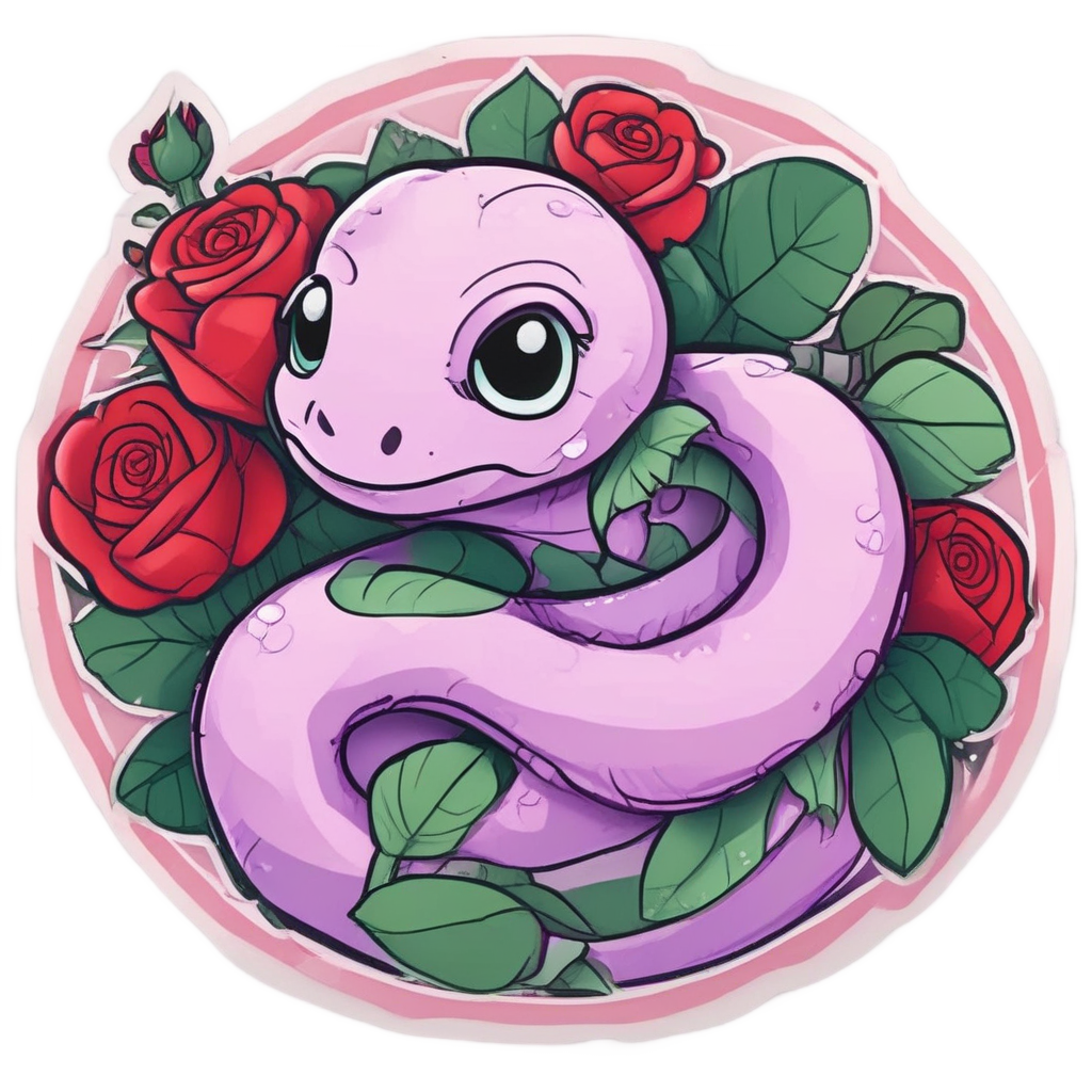 Blushy Snake and Rose — snake, dagger & rose stickers