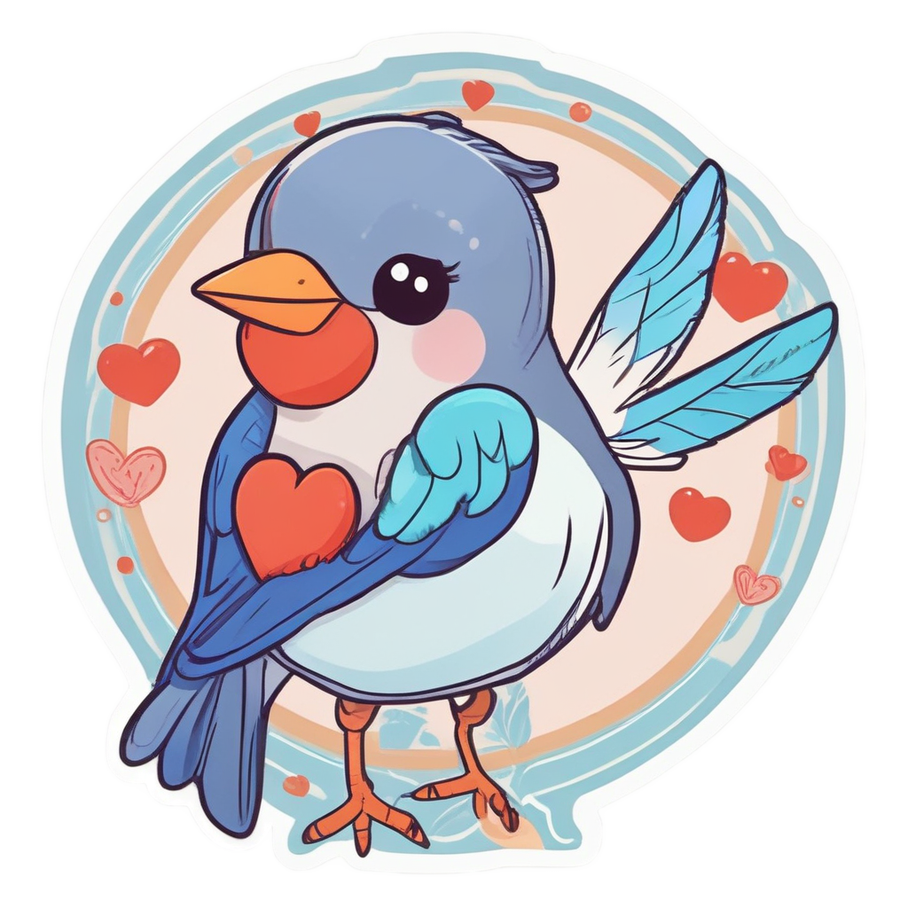 Blushy Swallow with Heart — american traditional stickers
