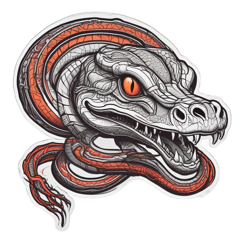 Boa Constructor Neon — blackwork flash stickers