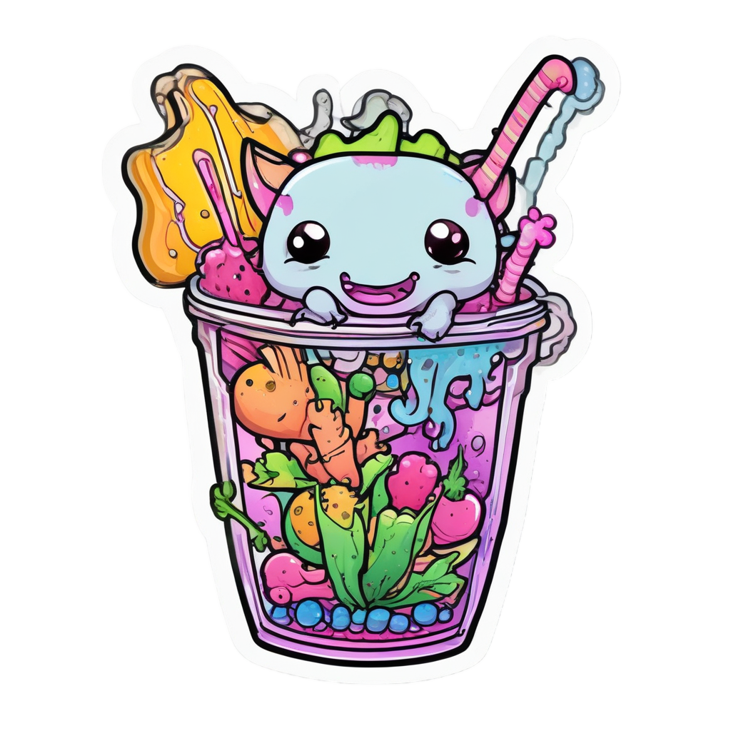 Boba Axolotl Sipper — animals & pets stickers