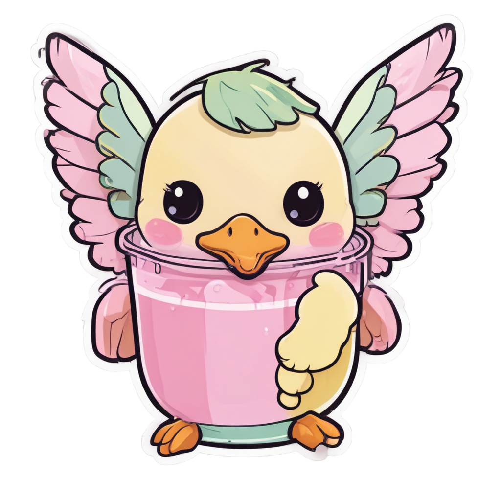 Boba Duckling Sipping Tea — farm nursery stickers