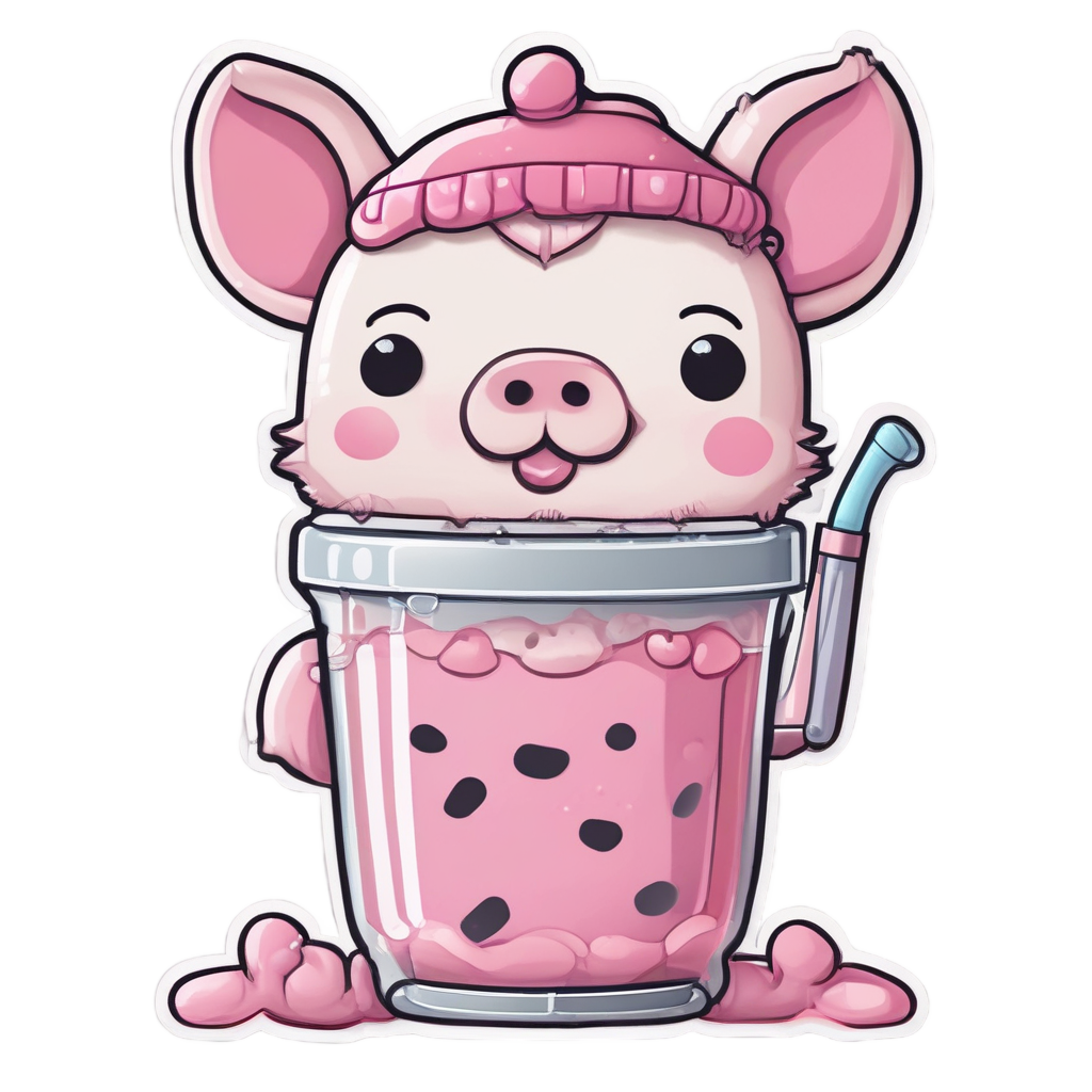 Boba Pink Piglet — animals & pets stickers