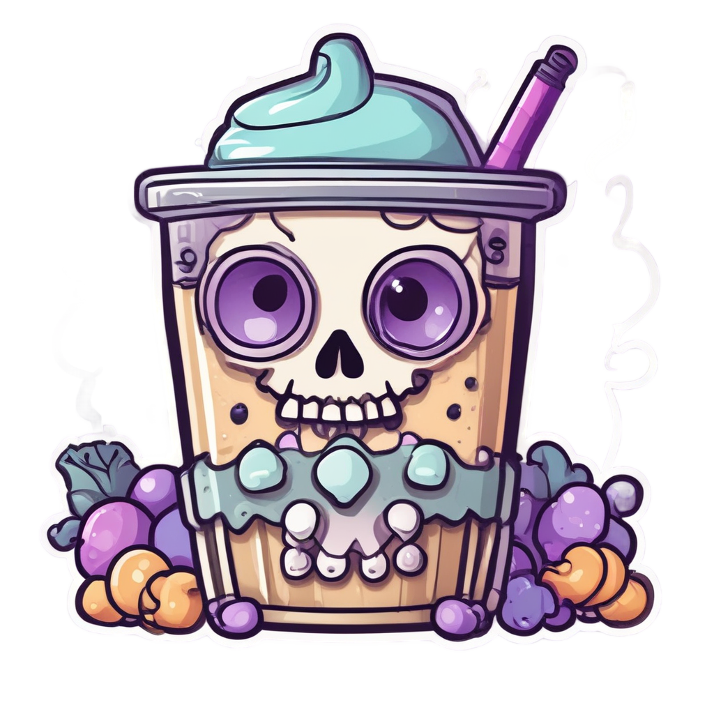 Boba Tea Bones — skull & crossbones stickers