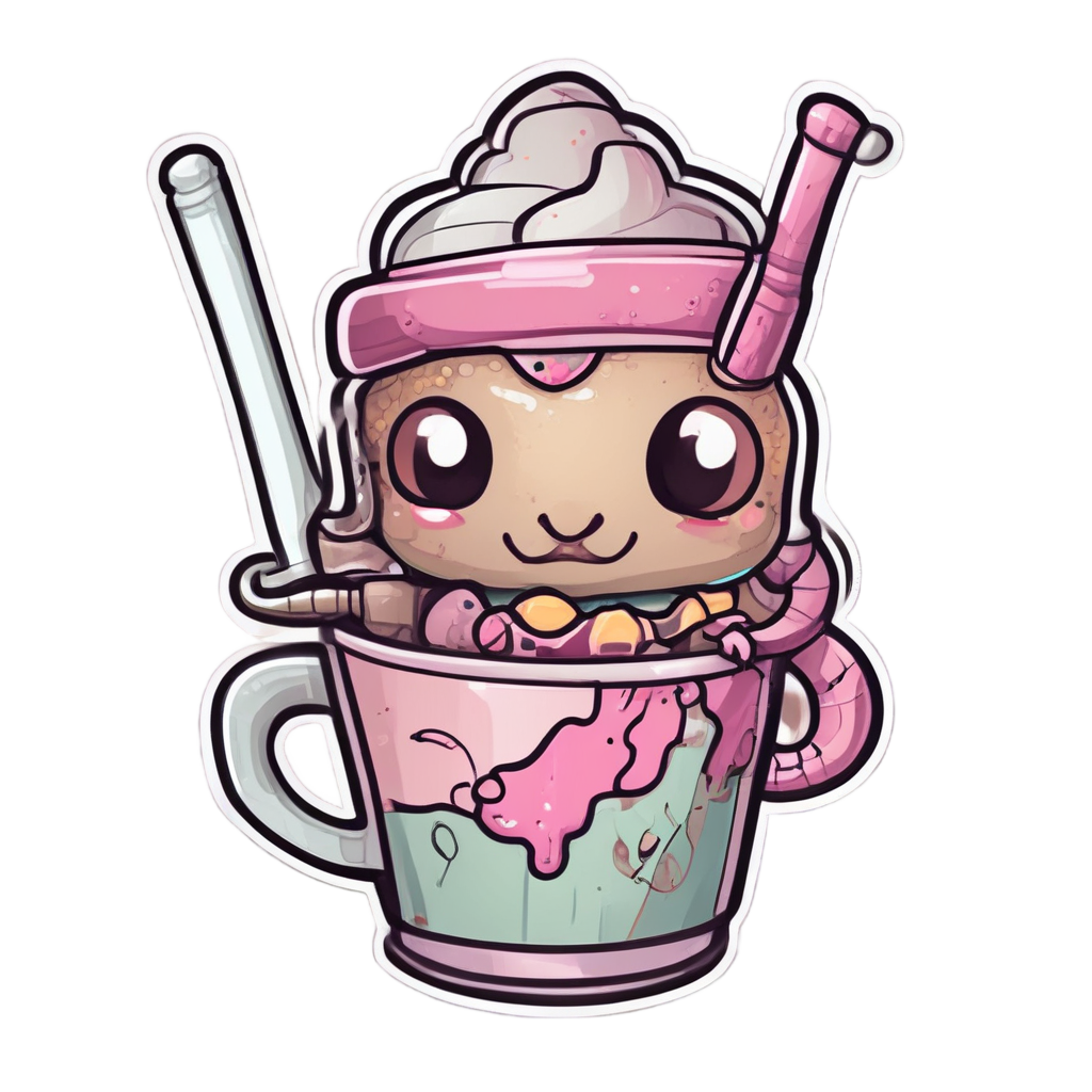 Boba Tea Coiled Snake Dagger — snake, dagger & rose stickers