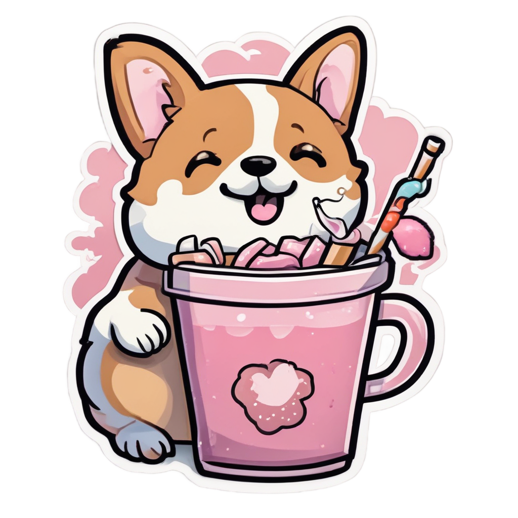 Boba Tea Corgi — animals & pets stickers