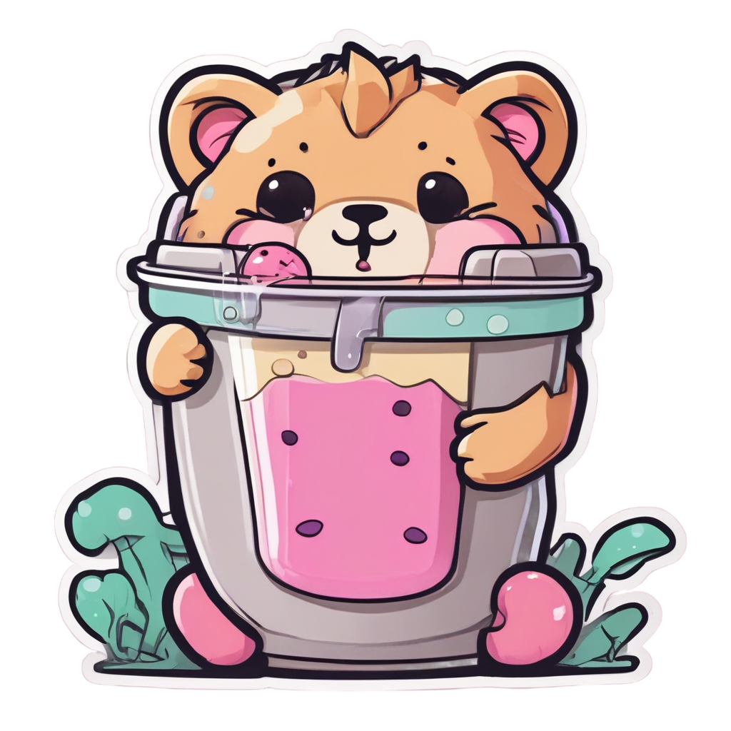Boba Tea Cub Friend — safari nursery stickers