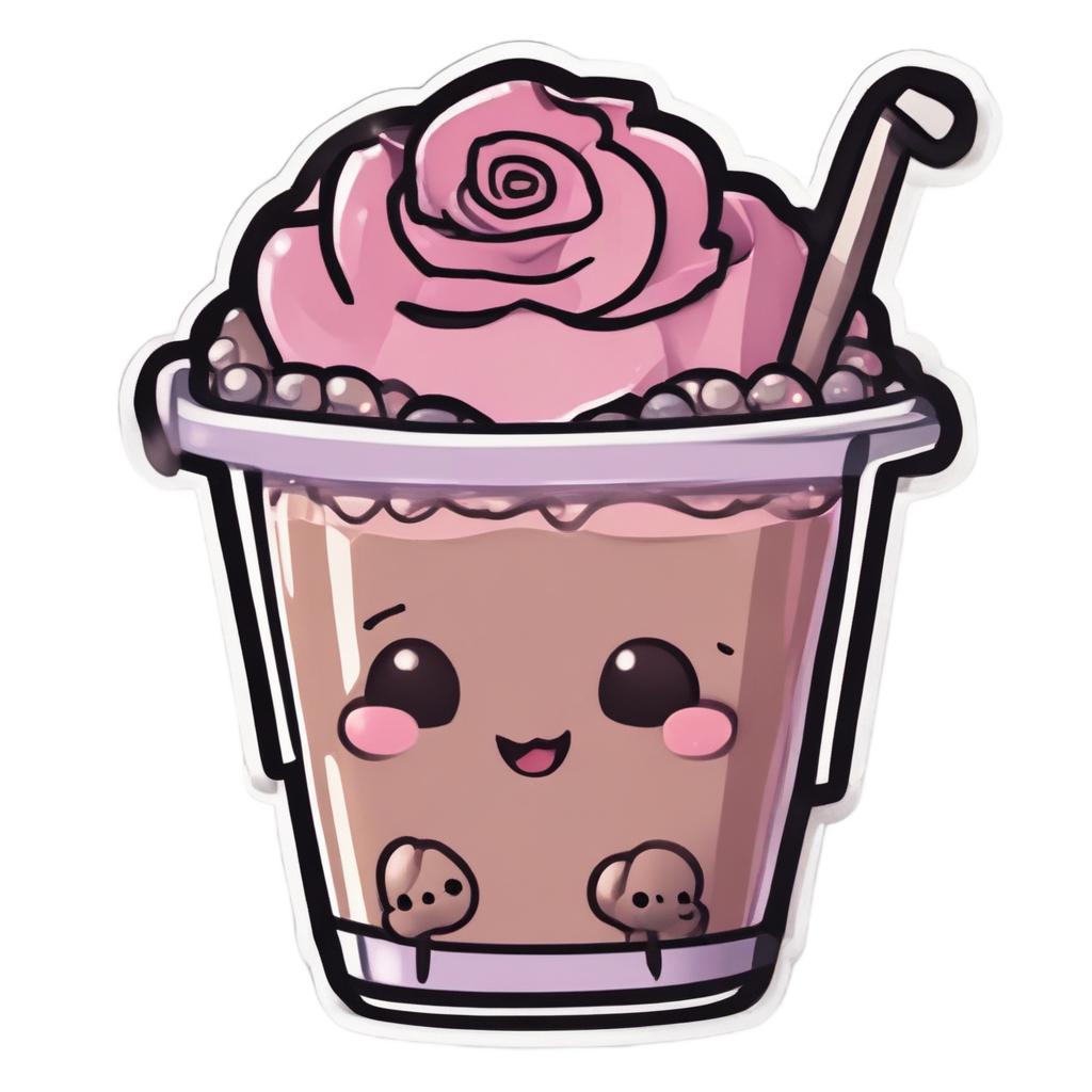 Boba Tea Rose — gothic botanical stickers