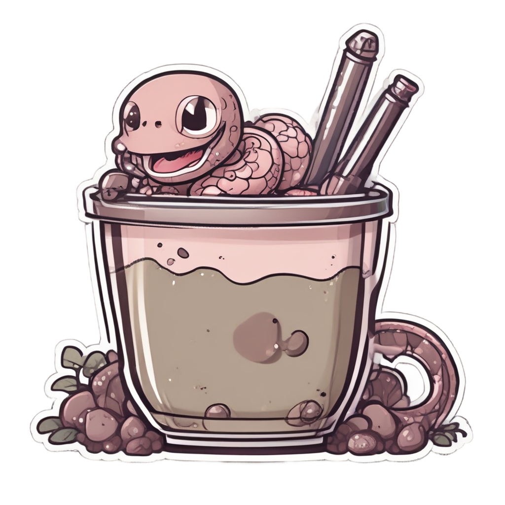 Boba Tea Snake — blackwork flash stickers
