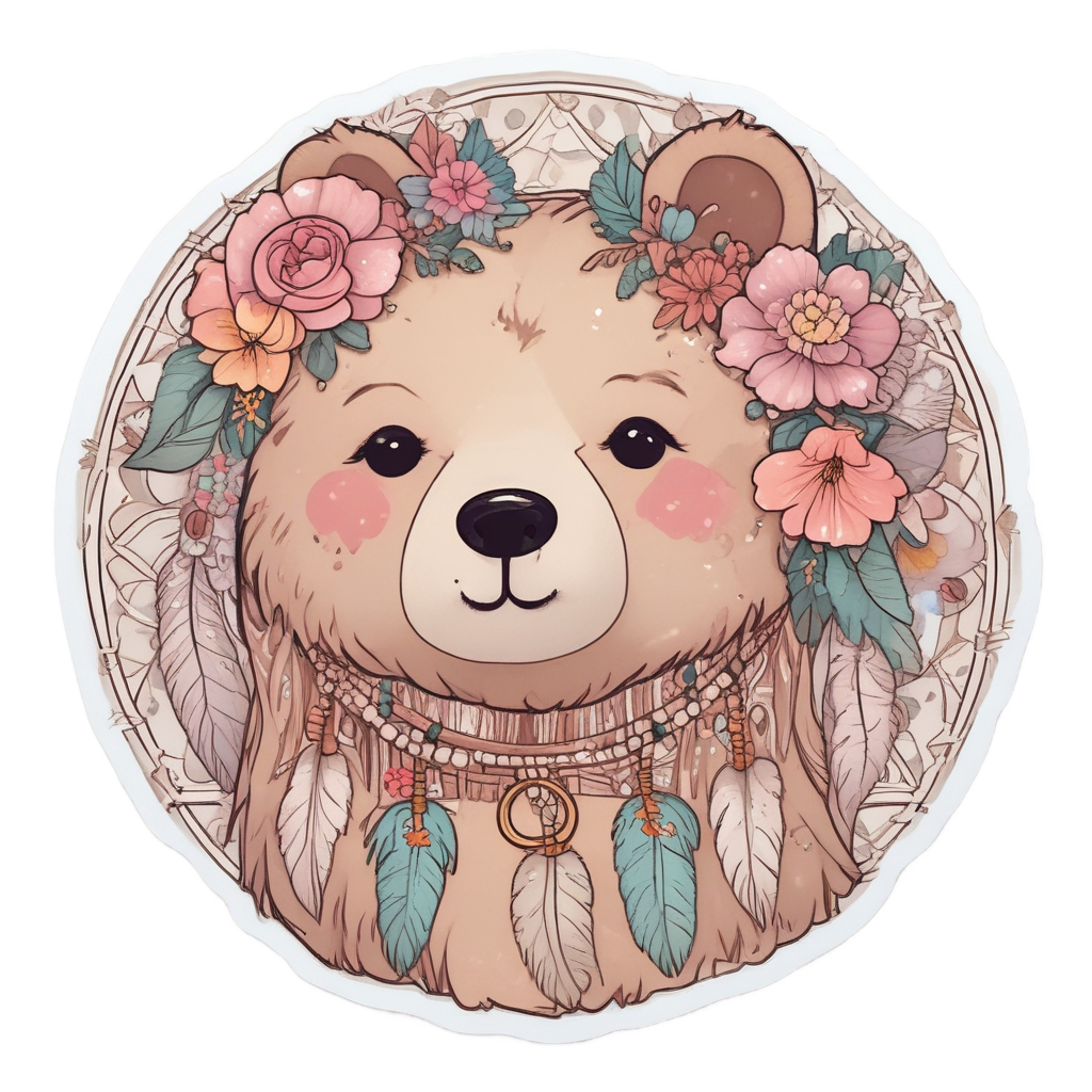 Boho Bear with Dreamcatcher — boho nursery stickers