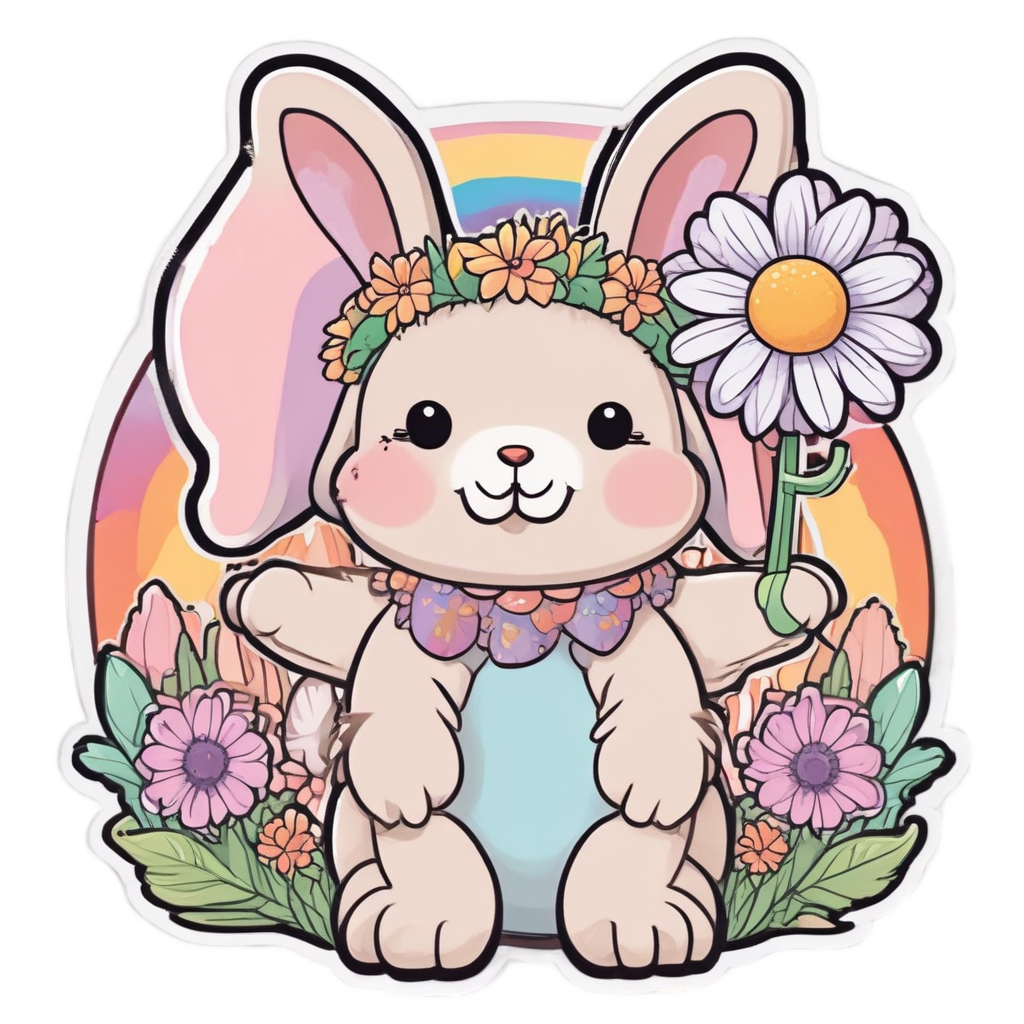 Boho Bunny with Flower — boho nursery stickers