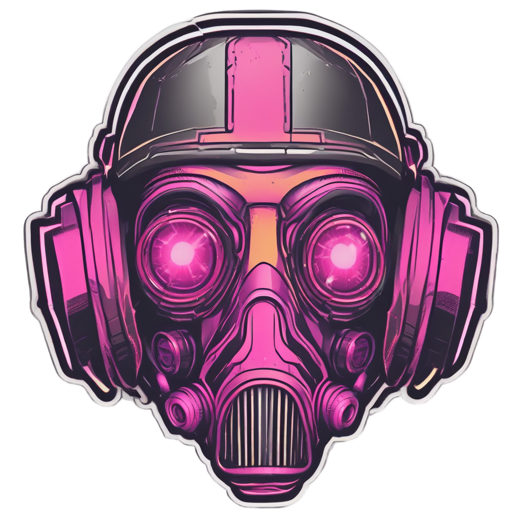 Bold Neon Glow — gas mask stickers