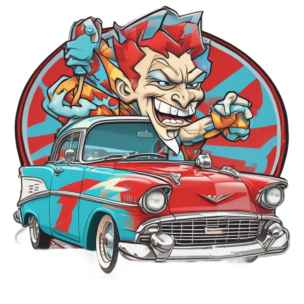 Bolt Driving a Vintage Car — high voltage stickers