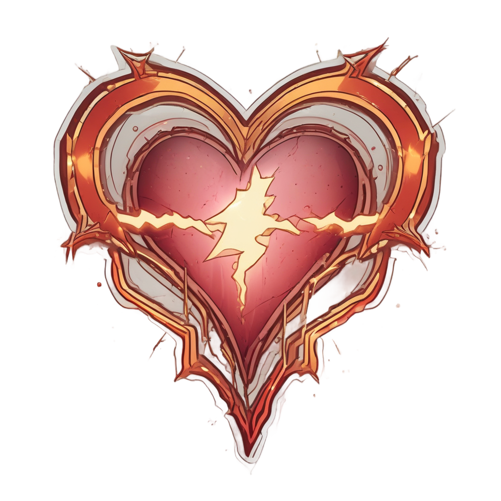 Bolt-Heart Beating Strong — danger symbol stickers