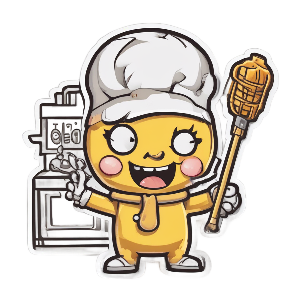 Yellow bolt in chef hat holding a whisk