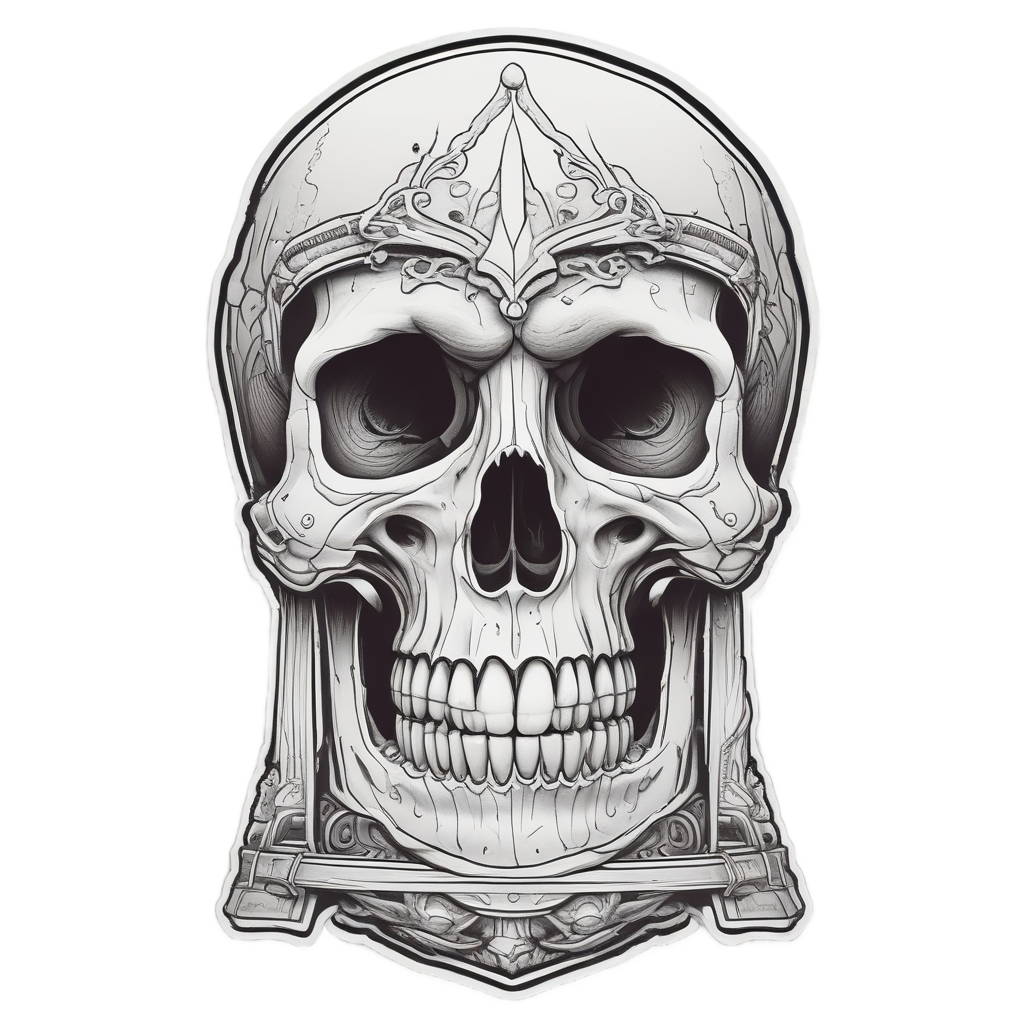Skull fused with hourglass in bone white and charcoal