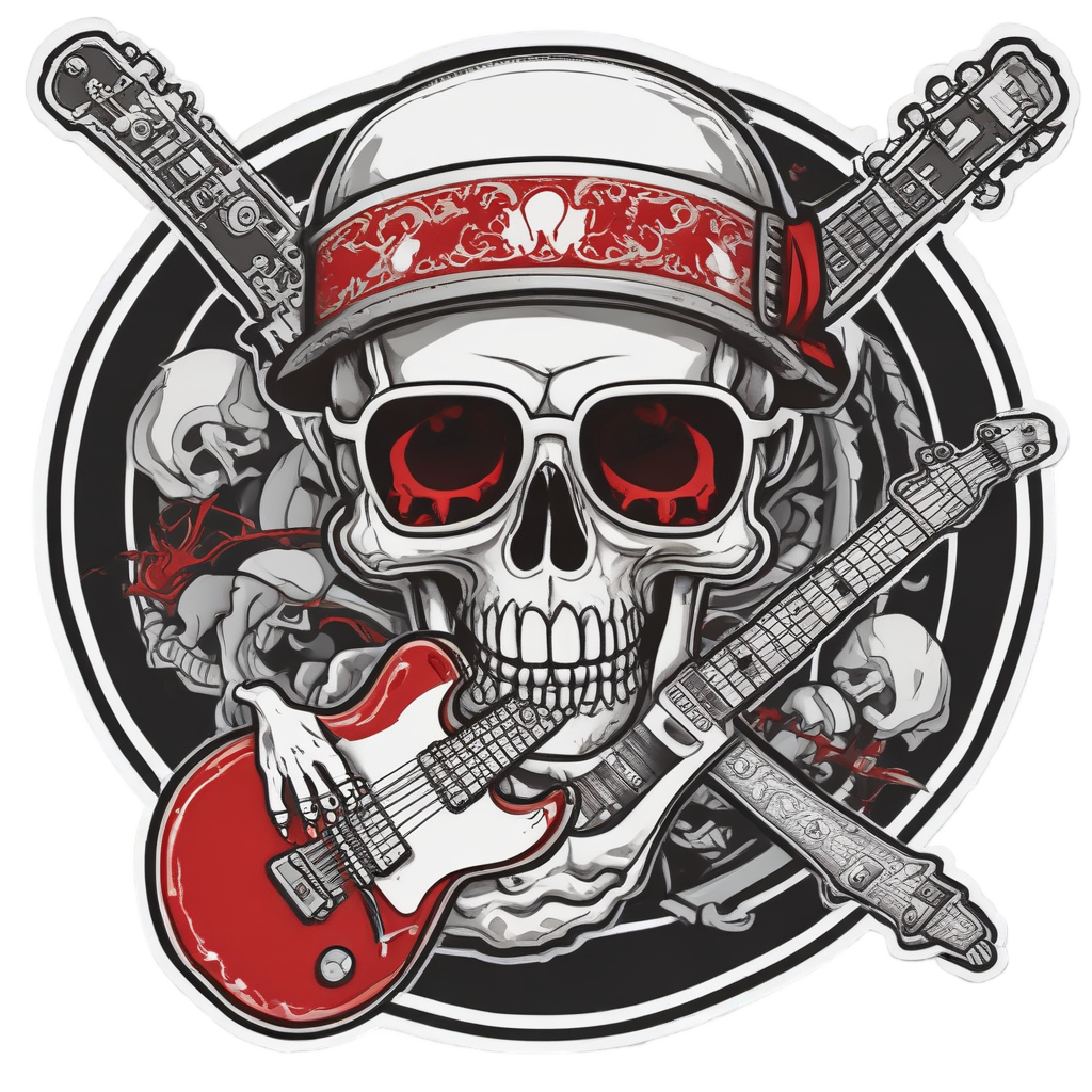 Bones as Guitar — skull & crossbones stickers