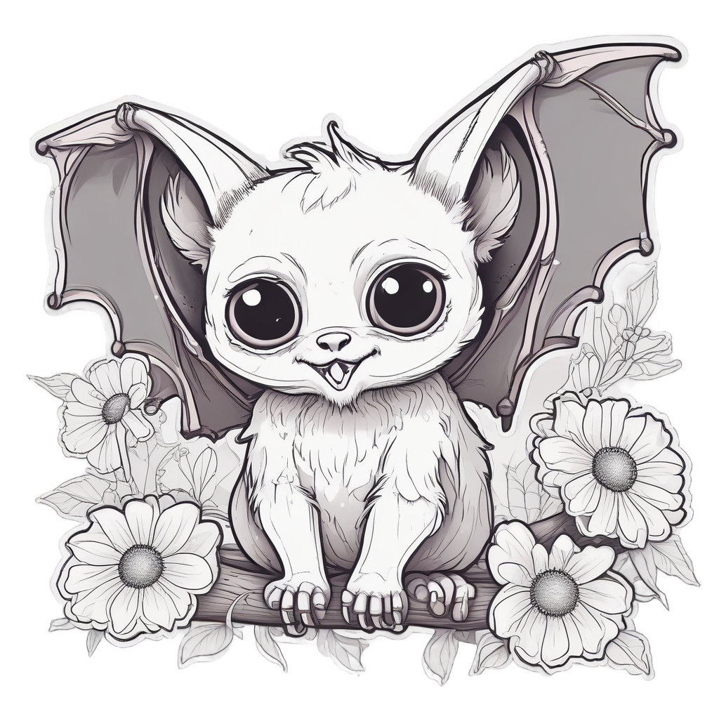 Boo-tiful Flower Bat — creepy-cute stickers