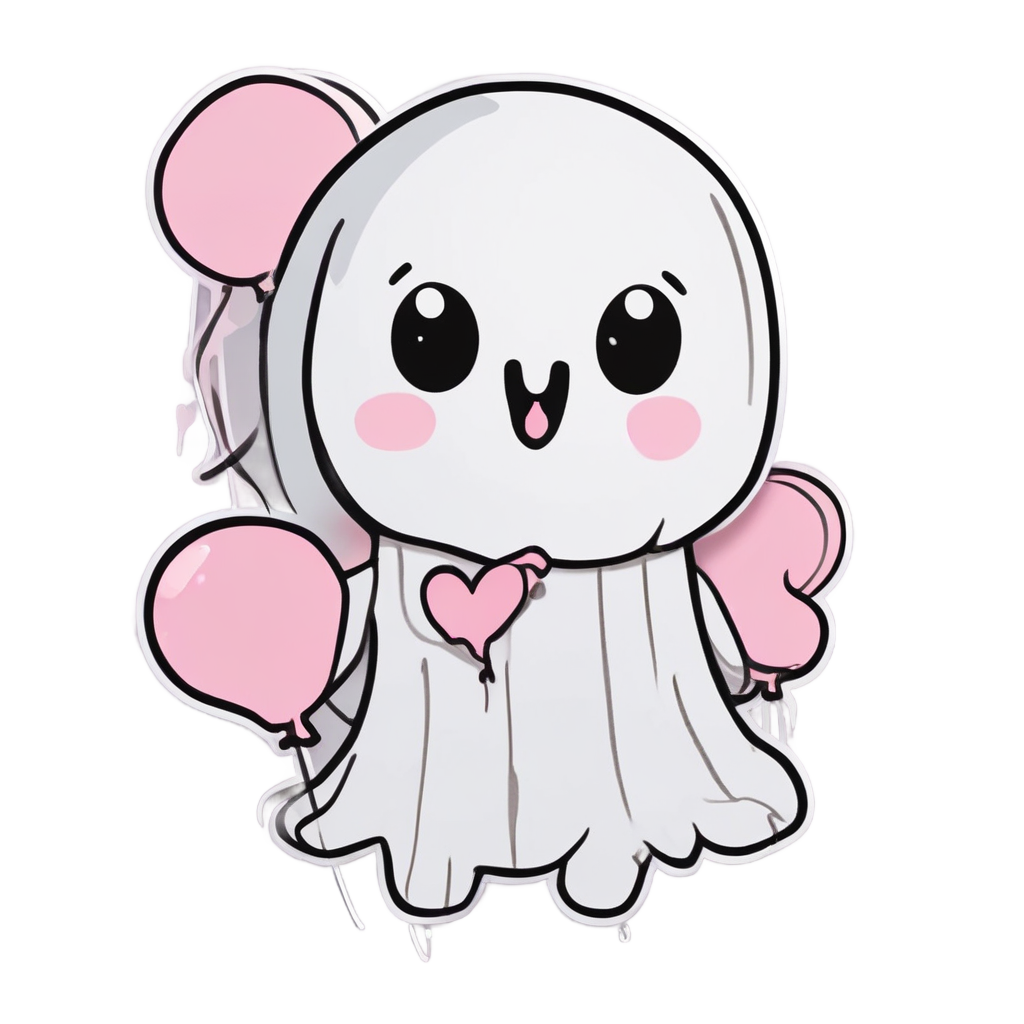 Boo With A Balloon — creepy-cute stickers