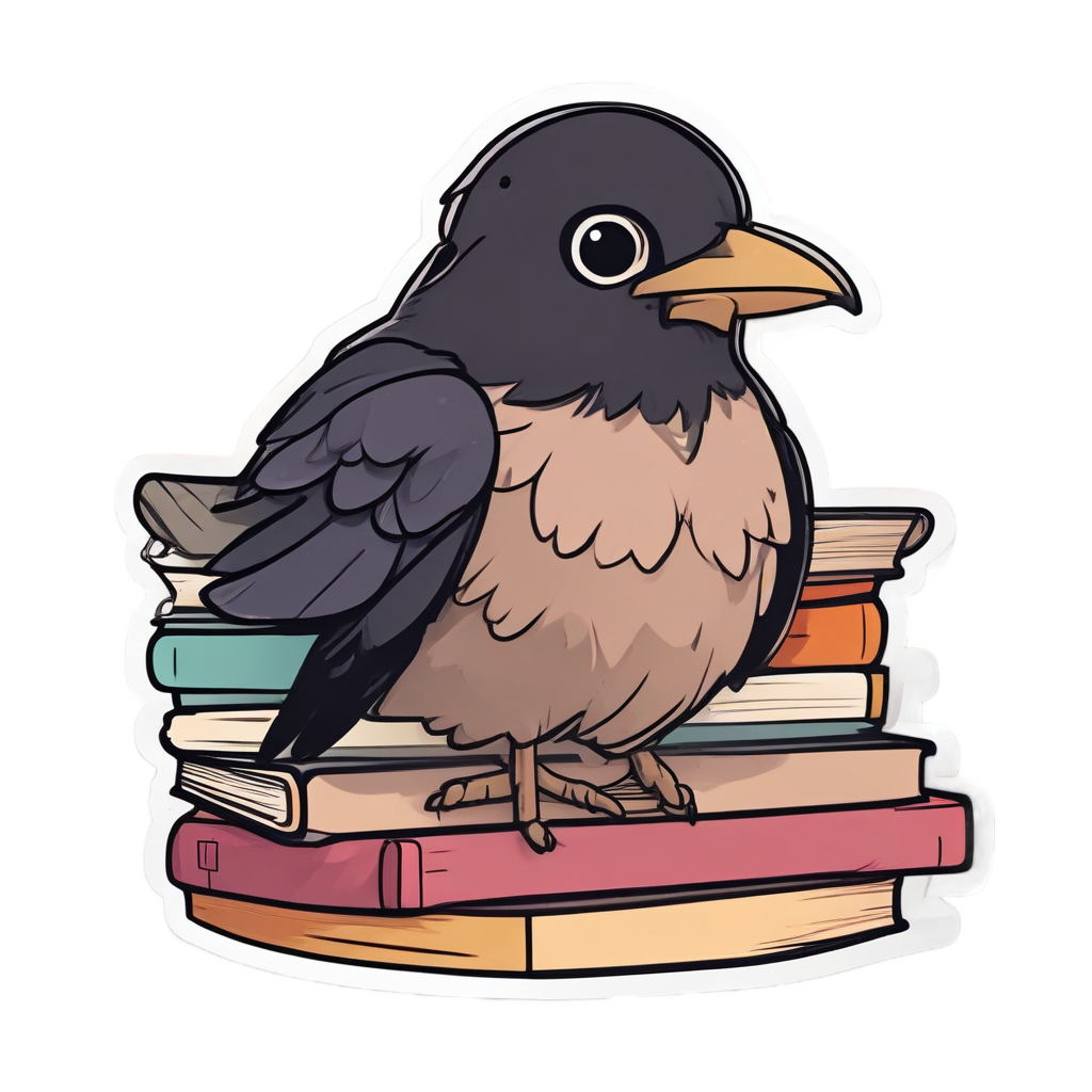 Bookish Bibliophile Raven — moths & ravens stickers