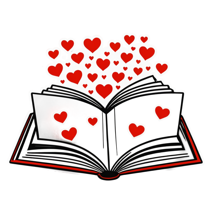 Book Love (lineart) — bookish stickers