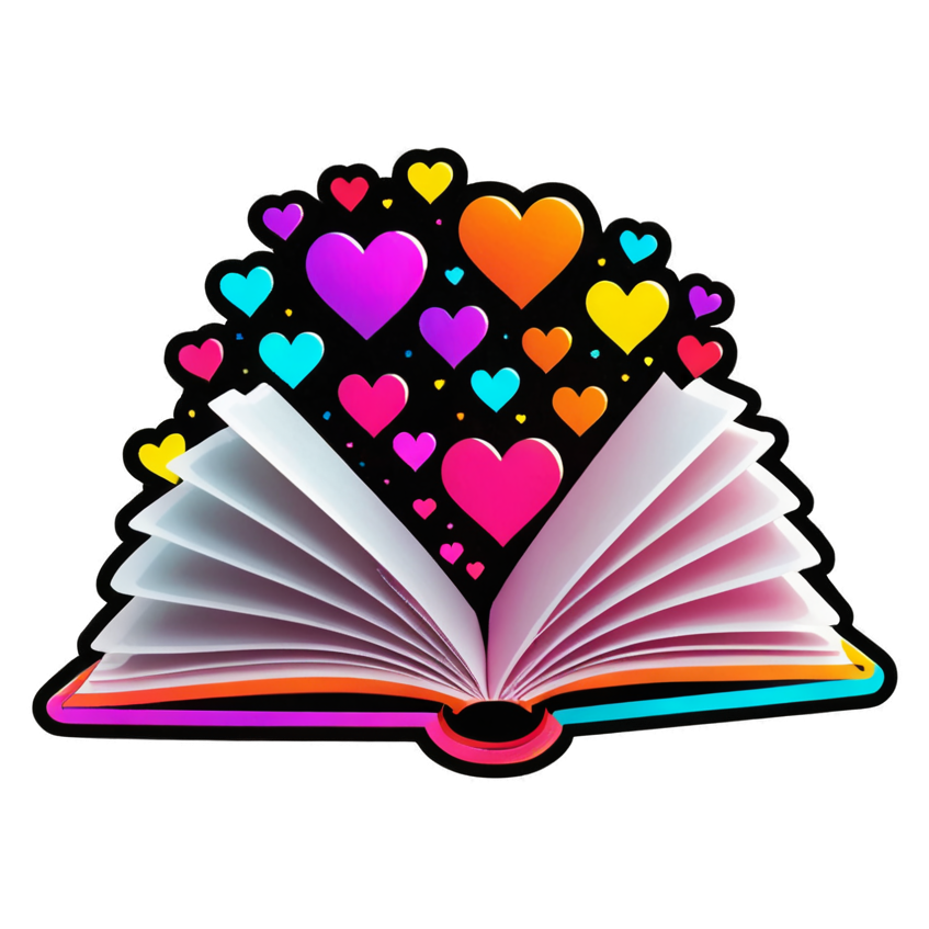 Book Love (neon) — bookish stickers